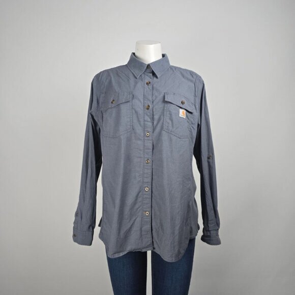 Carhartt Grey Cotton Button Up Top Size XL - Picture 1 of 6